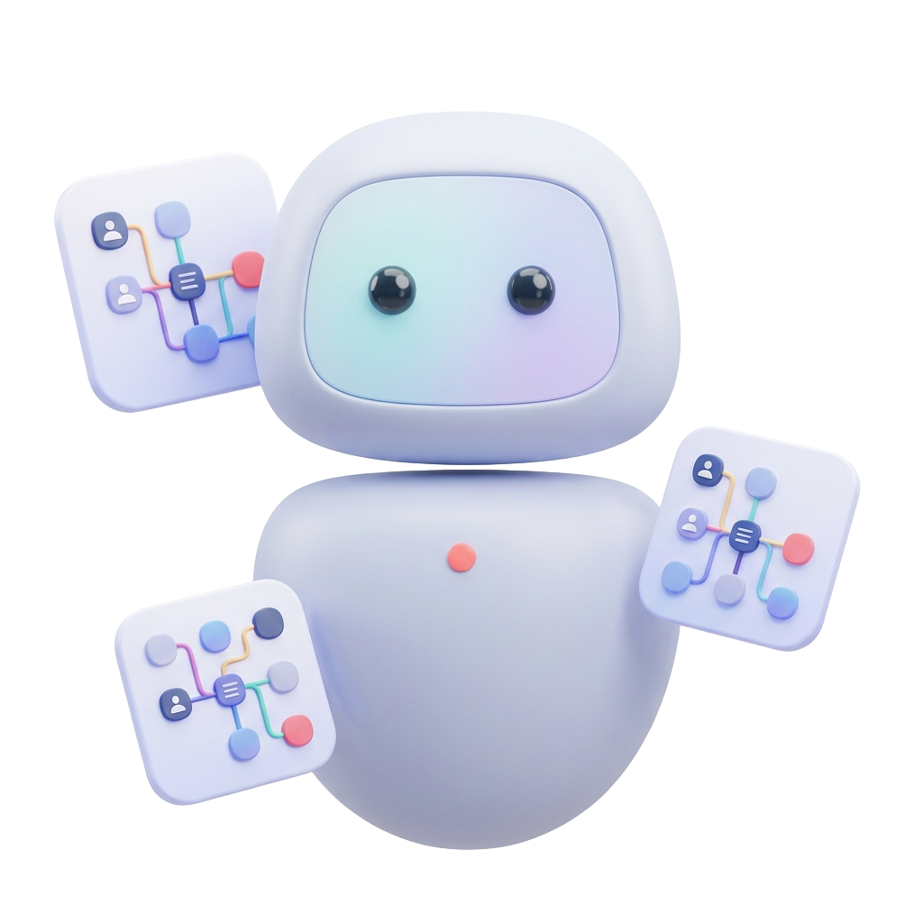 Ilustrație 3D a unui asistent AI conversațional